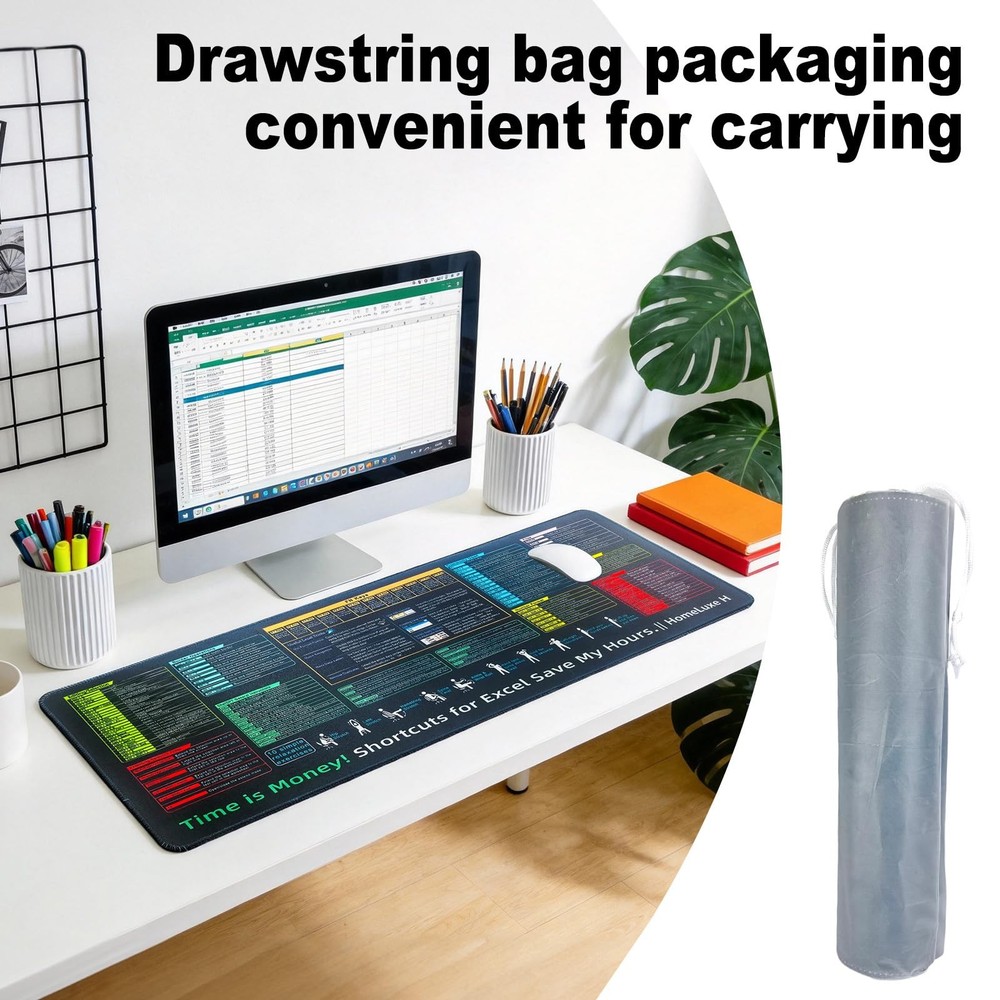 Excel Cheat Sheet Desk pad-Big Mouse Pad | Desk Mat for Microsoft Excel Short...