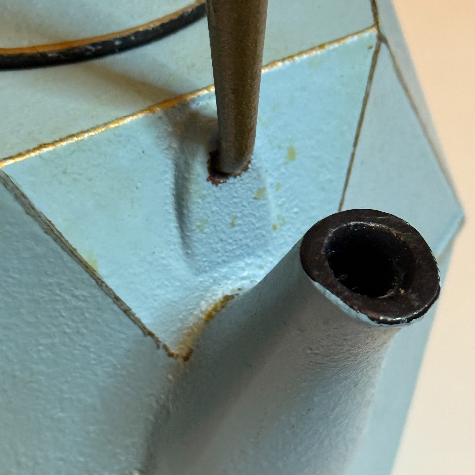 Japanese Tetsubin Cast Iron Blue Diamond Geometric Tea Kettle Stovetop w Infuser