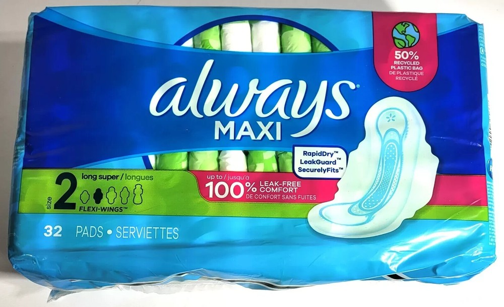 Always Maxi Pads Super Long Flexi Wings  32 Count