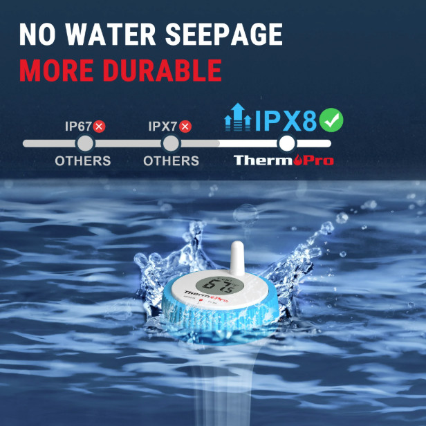 ThermoPro Digital Pool Thermometer, Floating Water Thermometer for Hot Tubs Bath