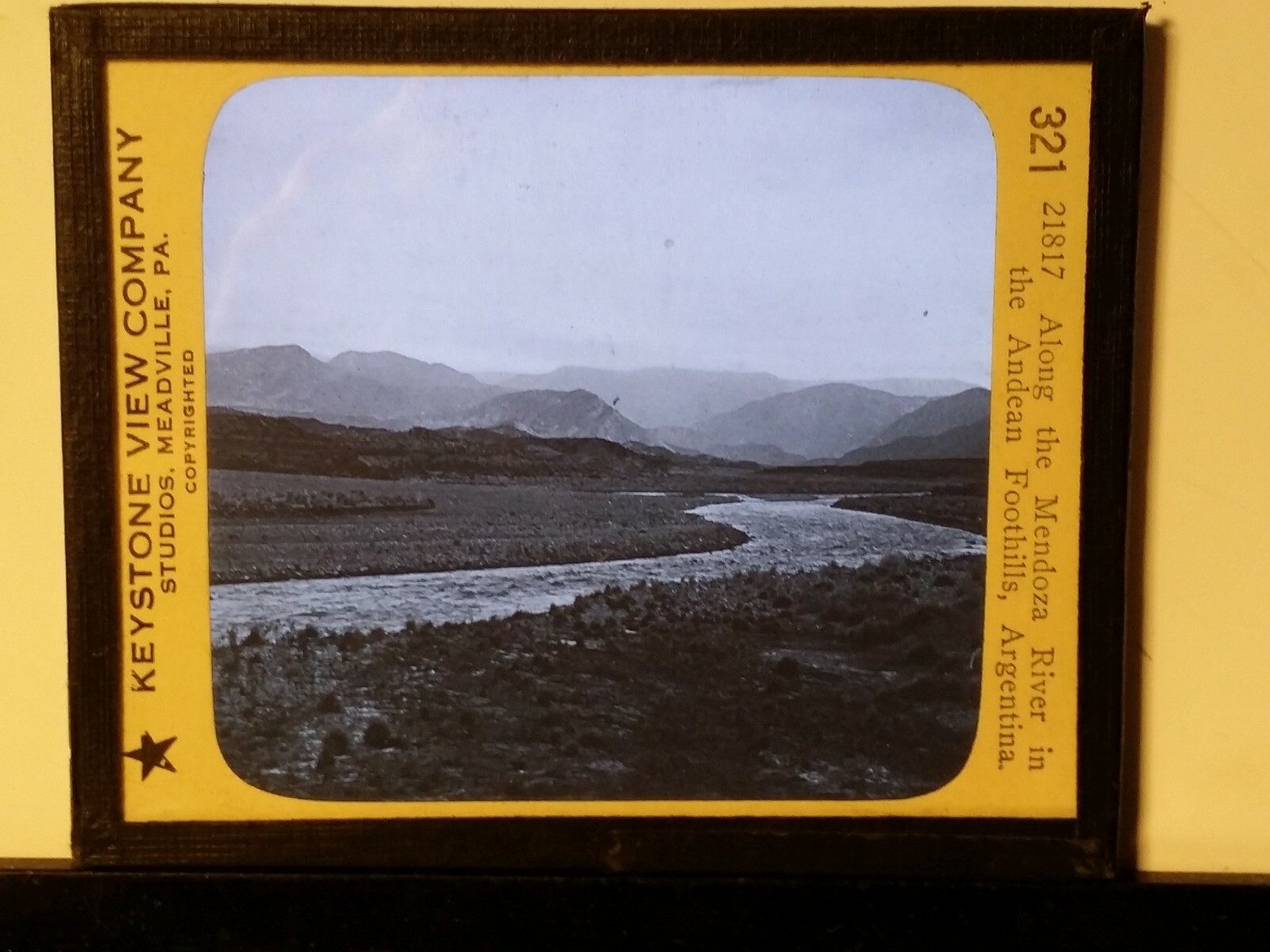 Andes Mountains Andean Foothills, Western Argentina, Magic Lantern Glass Slide