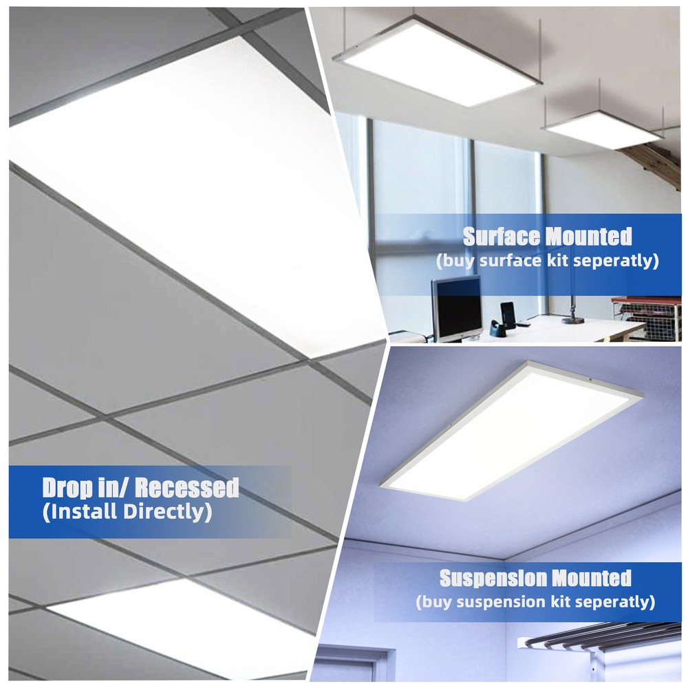 2-100Pack 2x2Ft LED Panel Light Drop Ceiling Flat Recessed Troffer Fixture 5000K