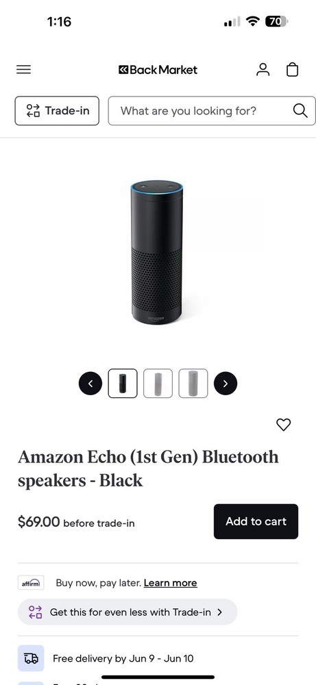 EUC Amazon Echo 1st Generation Bluetooth Speaker Black Smart Assistant