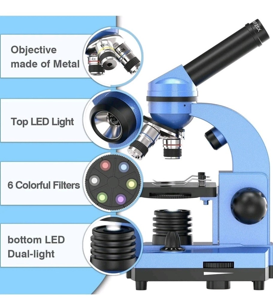 Microscope Kids Beginners Children Student, 40X- 1000X Compound Microscope NEW
