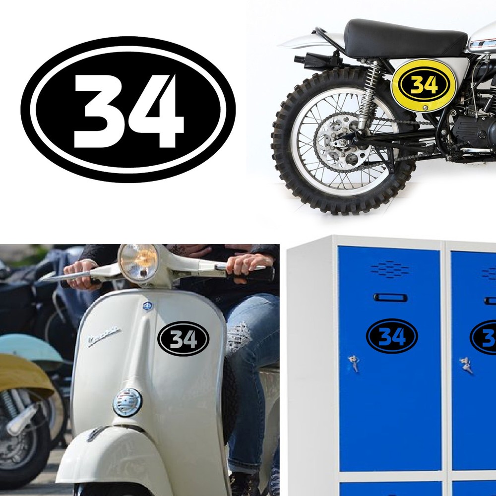 Number 34 V2 Oval, Sticker Vinyl