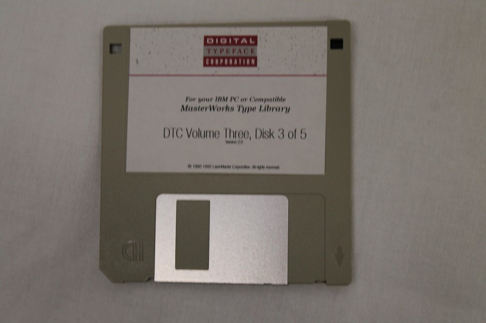 MasterWorks Type Library for IBM PC DTC Volume Three Disc 1-5 3.55" Floppy Disk