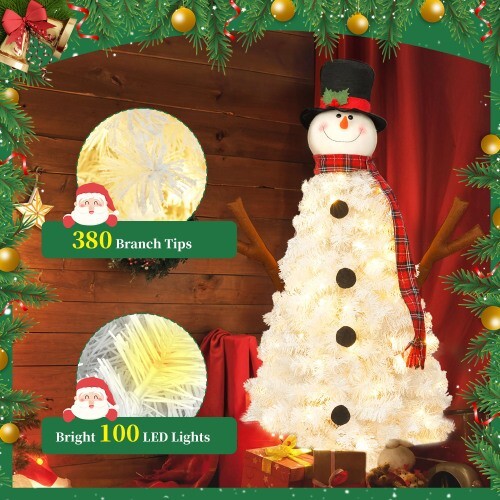 Christmas tree 4 ft preinstalled light snowman shape with 380 branch tips