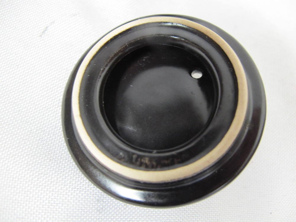 SMALL BLACK MINI CERAMIC TEAPOT HOBNAIL WRAPPED HANDLE 6" X 4.5"