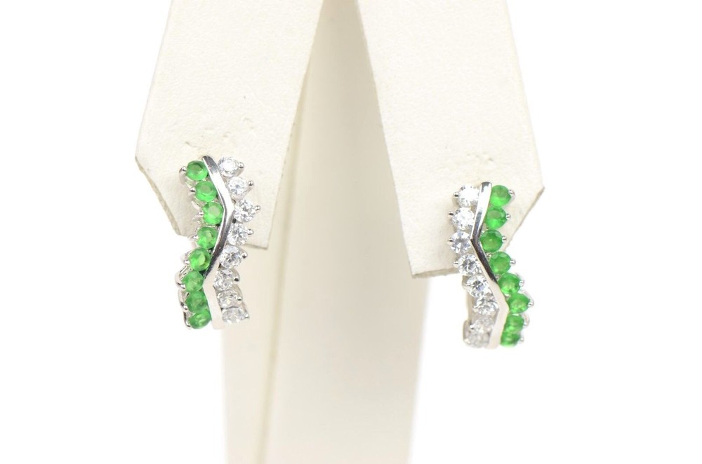 CZ Channel Set Sterling Silver Dangling Birthstone Leeverback Earring