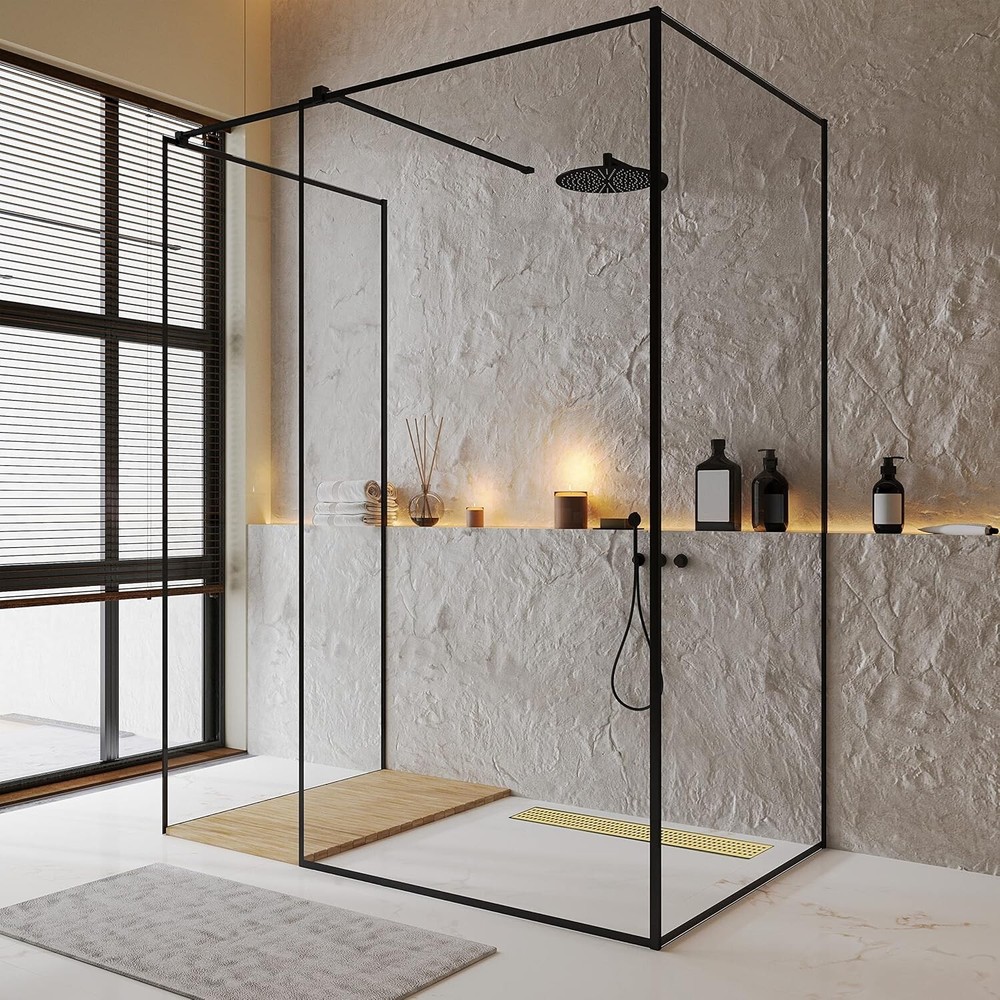 24" Linear Shower Drain, Gold Rectangular Floor Drain with accessories