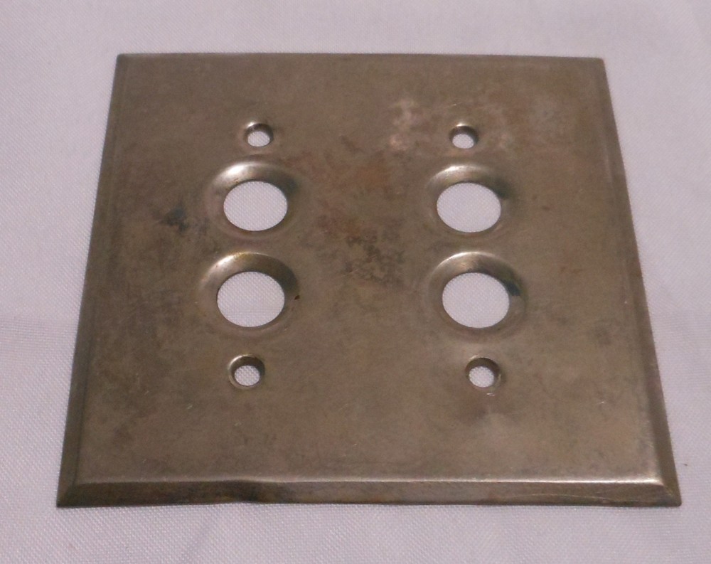 VTG Chrome Plated Double Gang, Push Button, LIGHT SWITCH COVER PLATE Dented