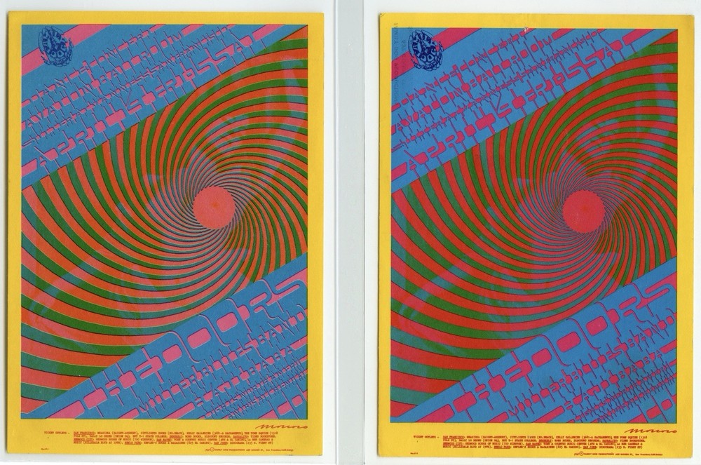 1967 THE DOORS FD-57 Set Of 2 Original Avalon Ballroom Concert Postcards