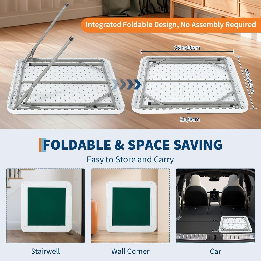 35.4 Mahjong Table Folding 4 Player Game Table w Cup Holders