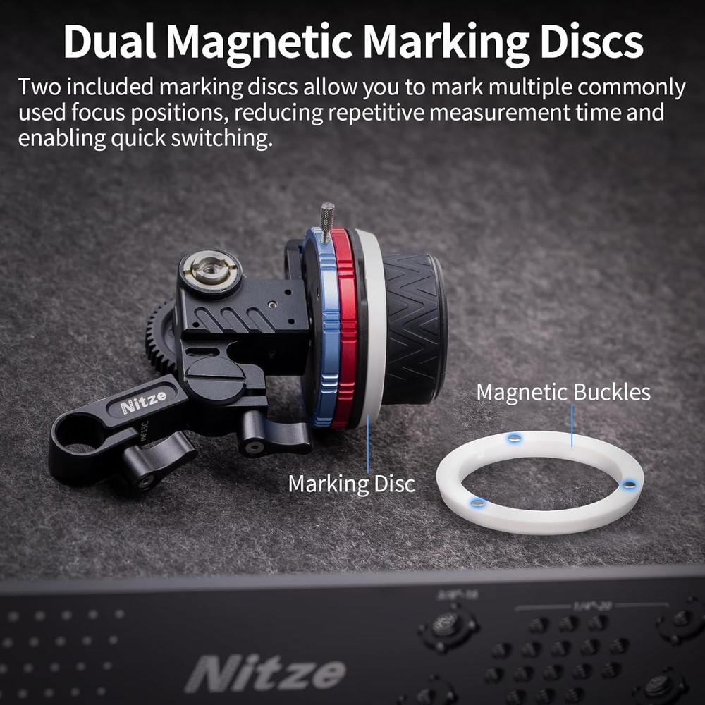 Follow Focus System with Adjustable Angle, 15mm Compatibility and Compact Size