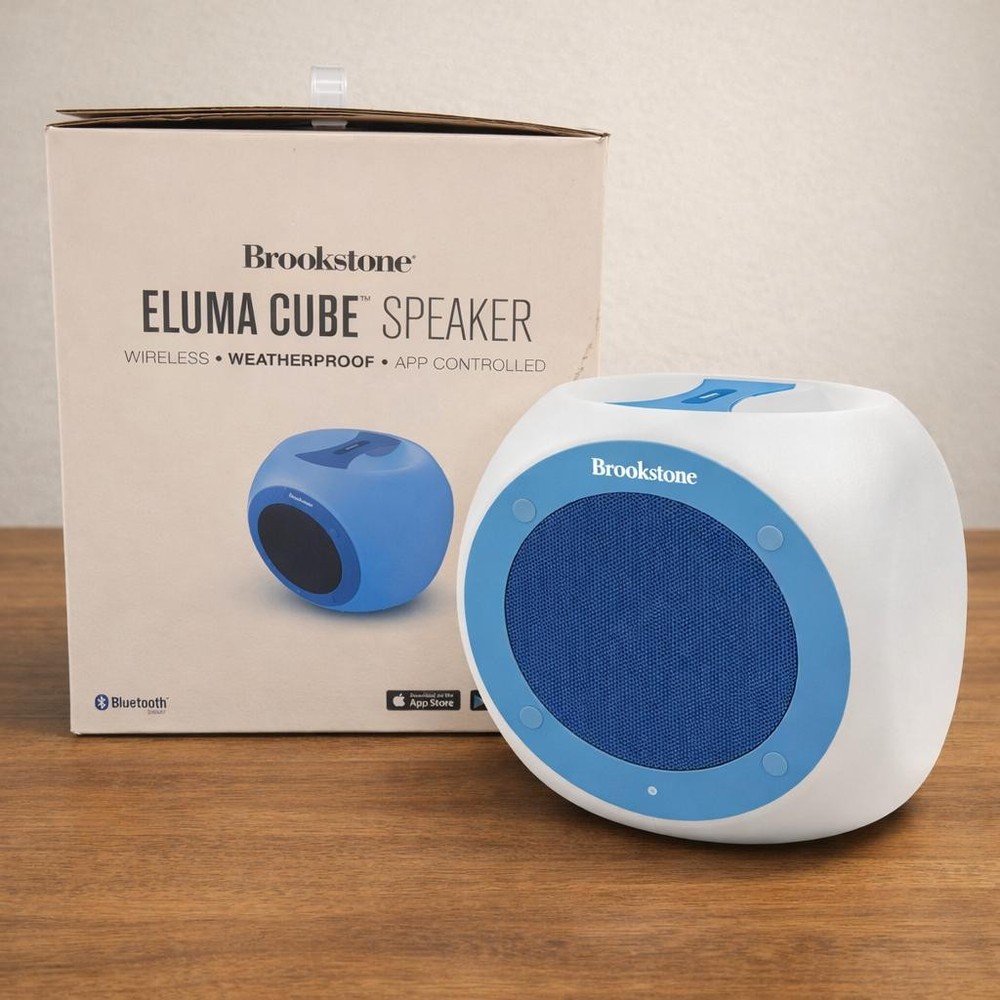 NIB Brookstone Eluma Cube Bluetooth Speaker, LED Audio Light Show (See Info)