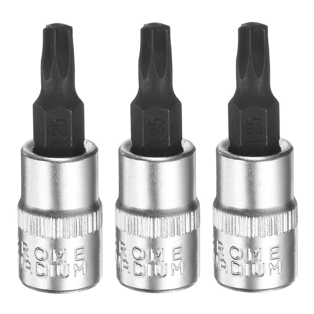3pcs T25 Torx Bit Socket 1/4" Square Drive Extension Impact Bit, Black
