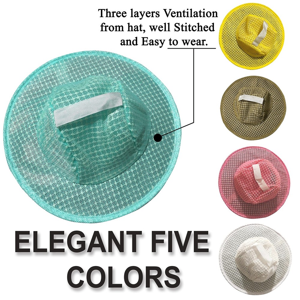 Three Layer Ventilated Beekeeping Veil in Round Aqua 3-Layer Hat