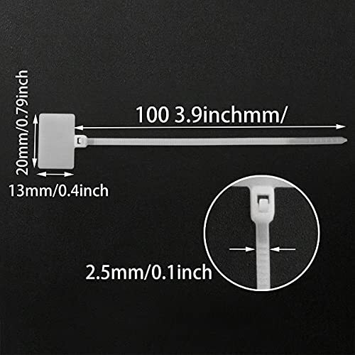 Nylon Marker Cable Ties 300PCS White Self-locking Wire Zip Ties Cable Mark