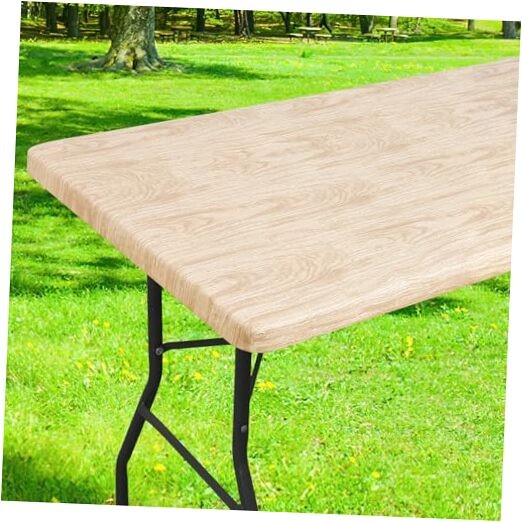 Rectangle Table Cloth Cover, Waterproof Elastic 72" x 30" (Rectangular) Beige