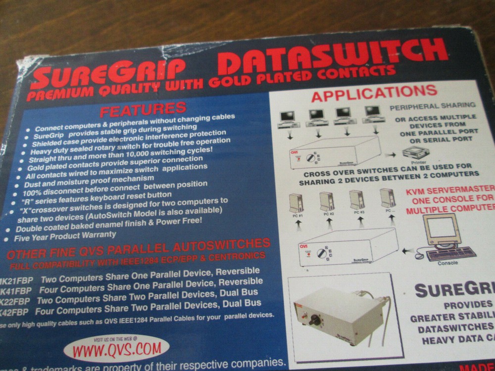 QVS Commercial Grade Data switch CA260-2S IEEE1284 BITronics Compatible New