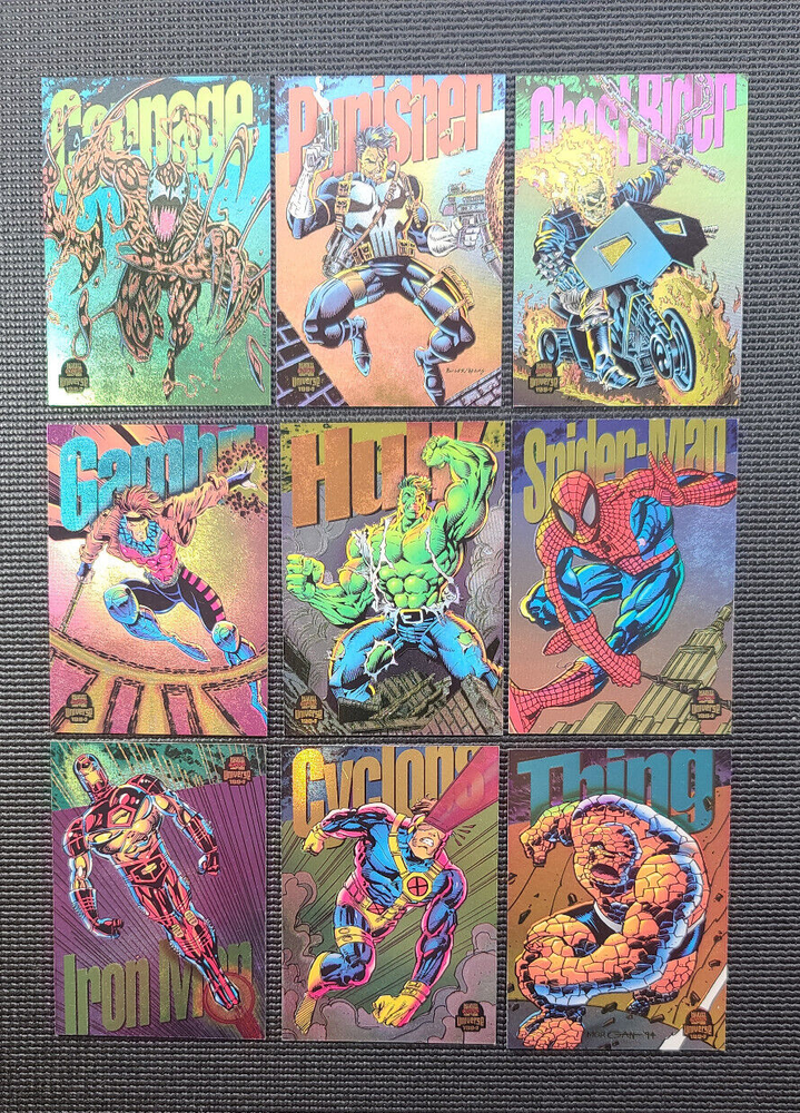 1994 Marvel Universe - Power Blast (Rainbow) - 9 Card Complete Set