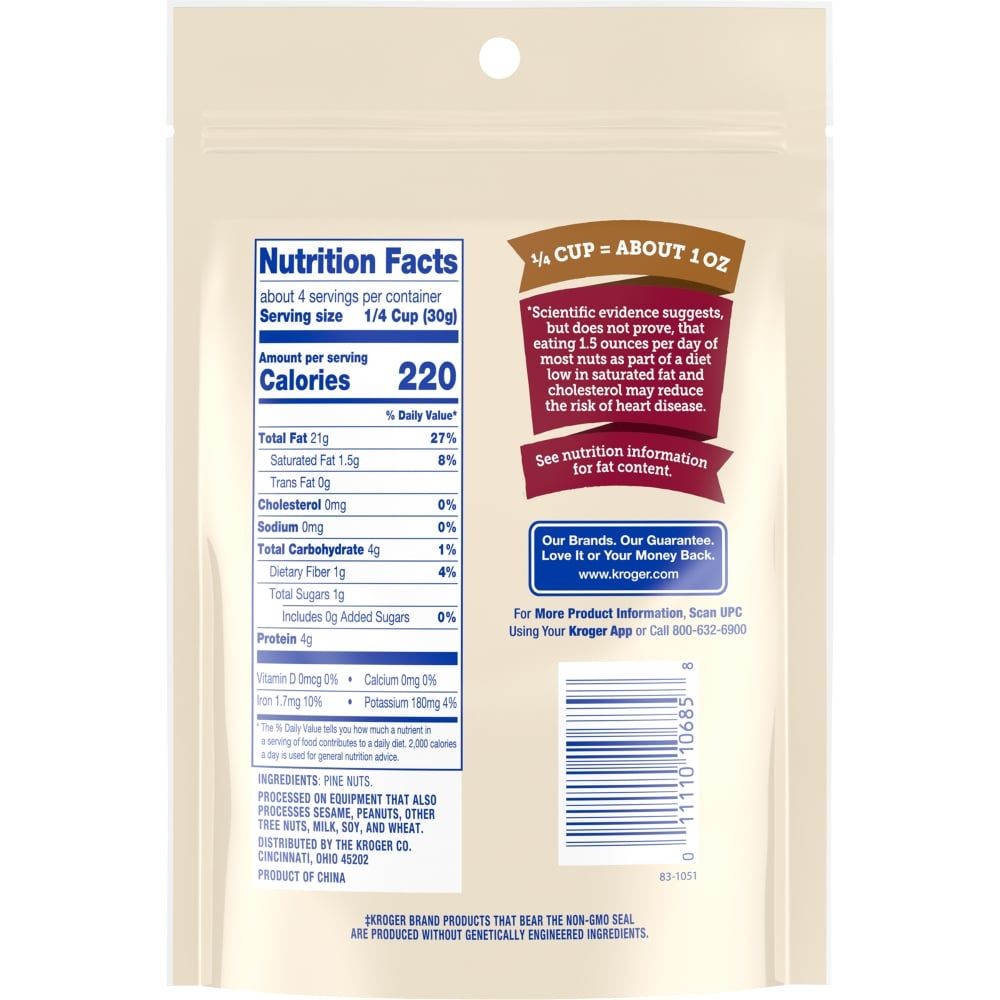 Kroger Whole Pine Nuts 4 oz - Pack of 3