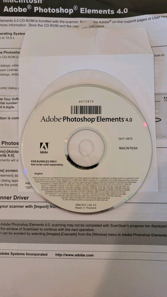 Adobe Photoshop Elements 4.0 & 5.0 Software CDs w/ Product Keys