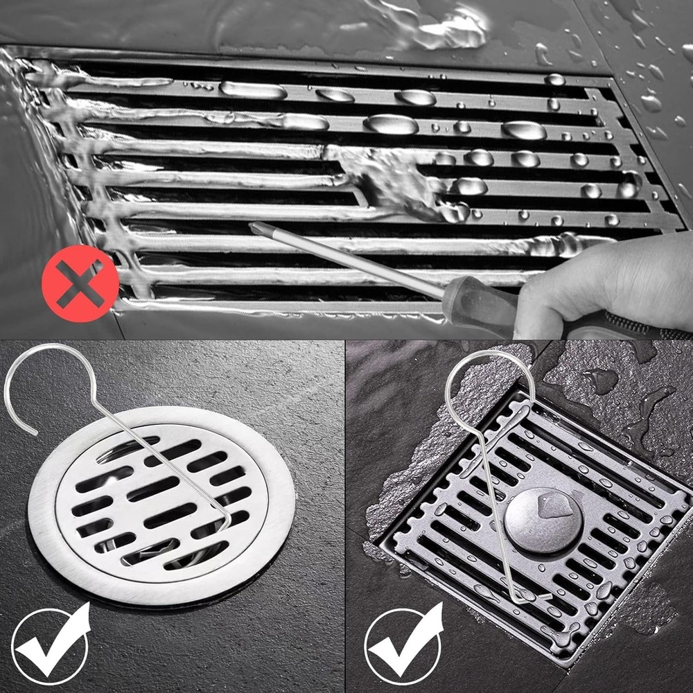 Durable Drain Grate Puller - 2 Pcs Stainless Steel Hooks for Easy Maintenance