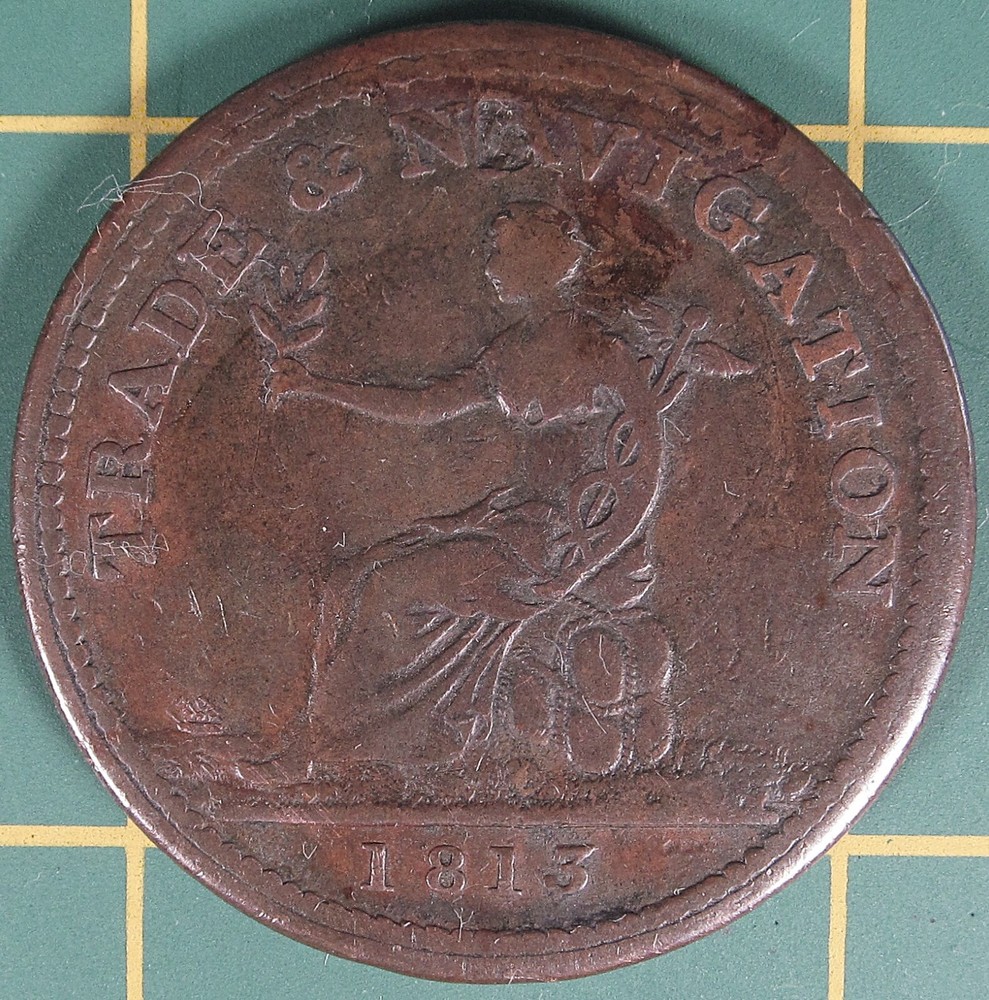 1813 Nova Scotia one penny token, NS-20A3