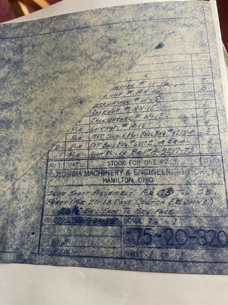 Colombia Machinery & Engineering Corp. Operating Instructions /Maintenance DATA