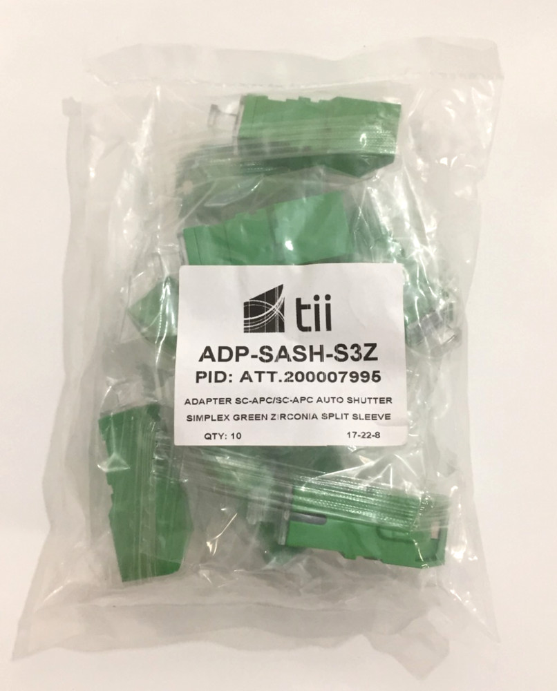 Adaptor SC APC /SC APC Auto Shutter Simplex Green Split Sleeve QTY 10