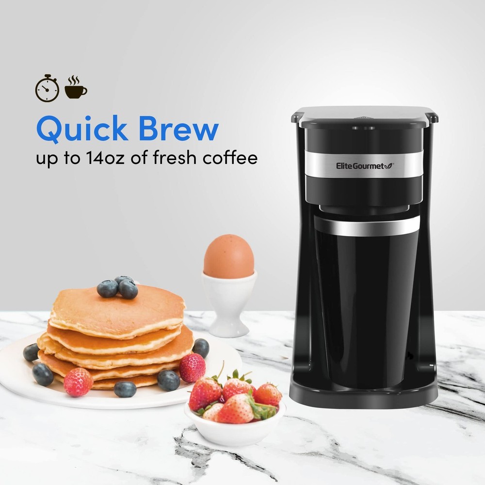 EHC114 Personal Single-Serve Compact Coffee Maker Brewer Includes 14Oz. Therm...