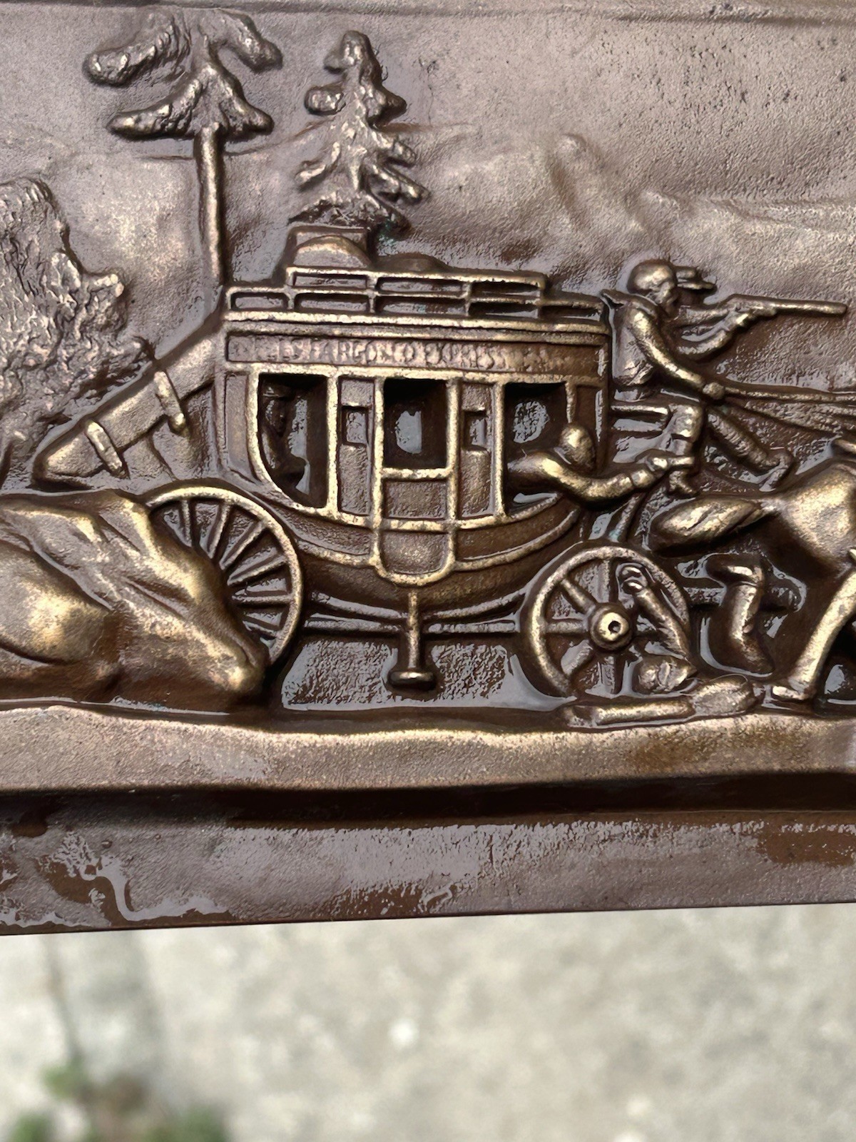 Solid Bronze Wells Fargo In Line Of Duty Bronze Plaque 12 3/4 X 5 Inches