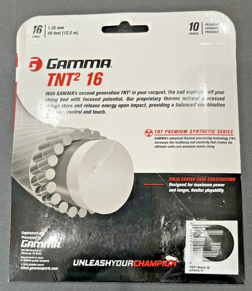 Gamma TNT2 16 gauge Tennis String Set