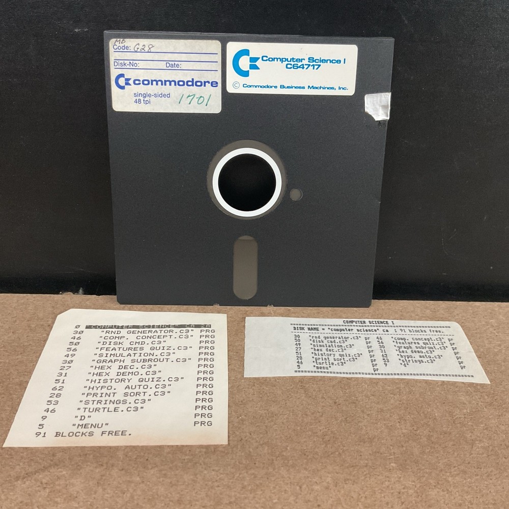 Computer Science I C64717 Commodore 5 1/4 Inch Floppy Disk