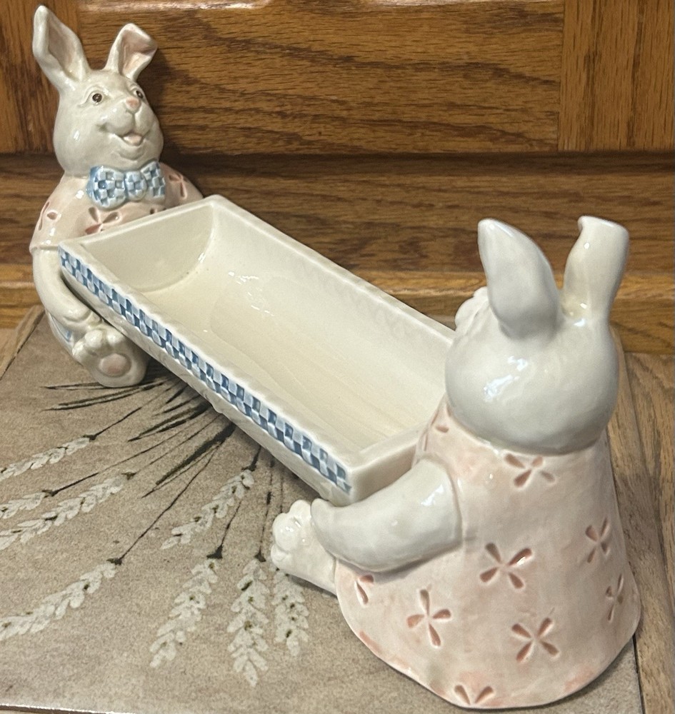 Fitz and Floyd Bunny Spring Cracker Cradle Dish Easter Spring