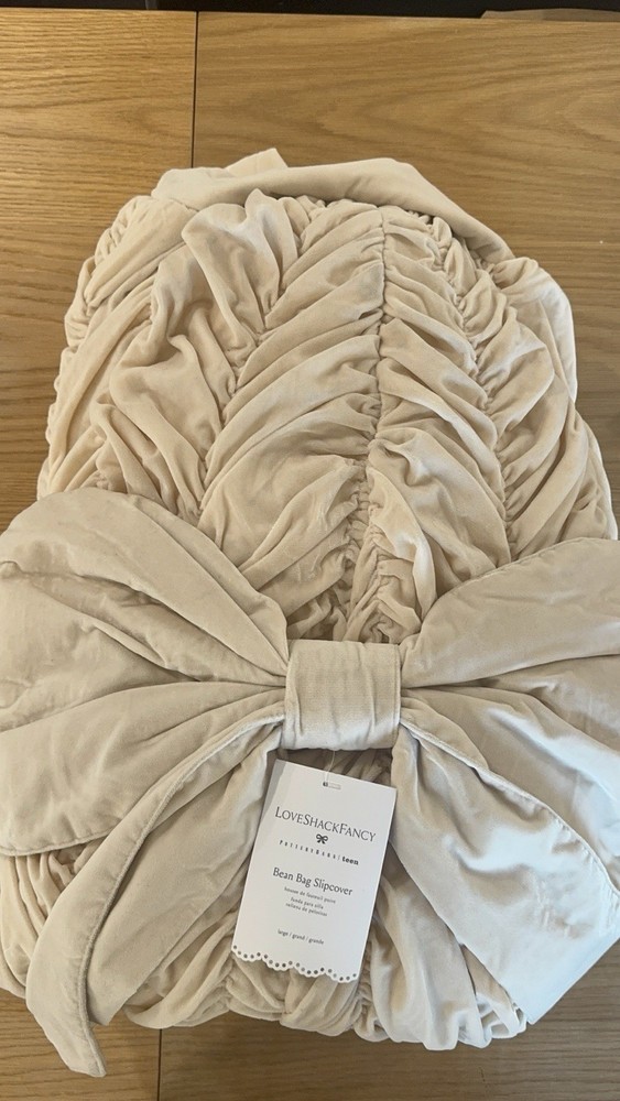 Pottery Barn Teen Large LoveShackFancy Smocked Velvet Bean Bag Chair Cover Only