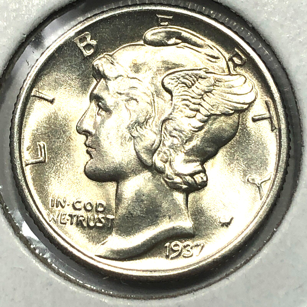 1937-D Uncirculated Mercury Silver Dime -  #19698