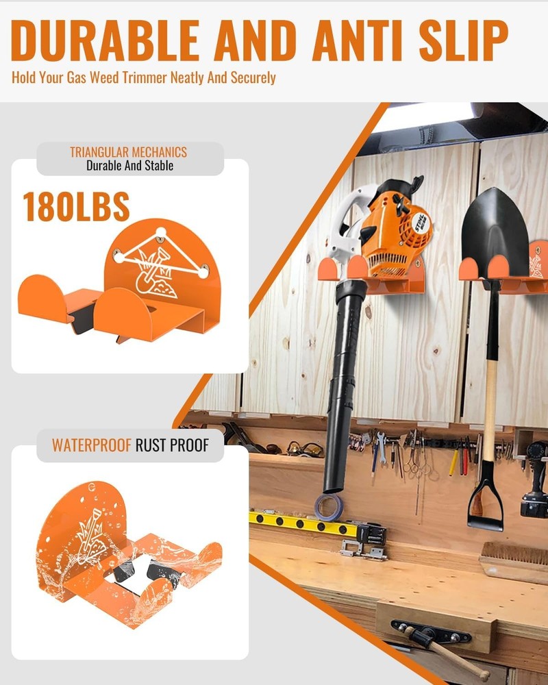 Weedeater Rack & Garden Tool Hanger - 2 Pack - 180LB Rack-2-PACK