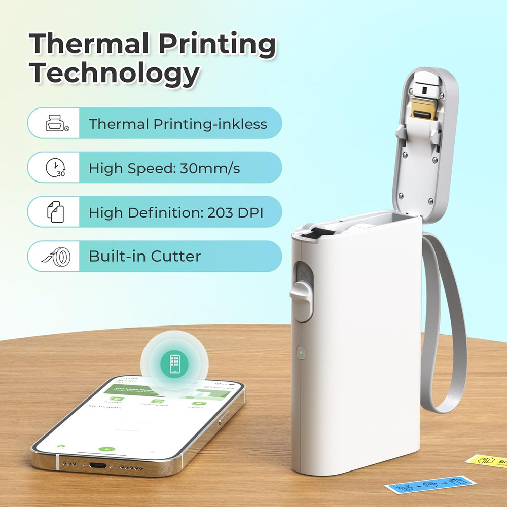 Label Maker Machine with Tape, P21 Bluetooth Label Printer, Wireless Mini Label