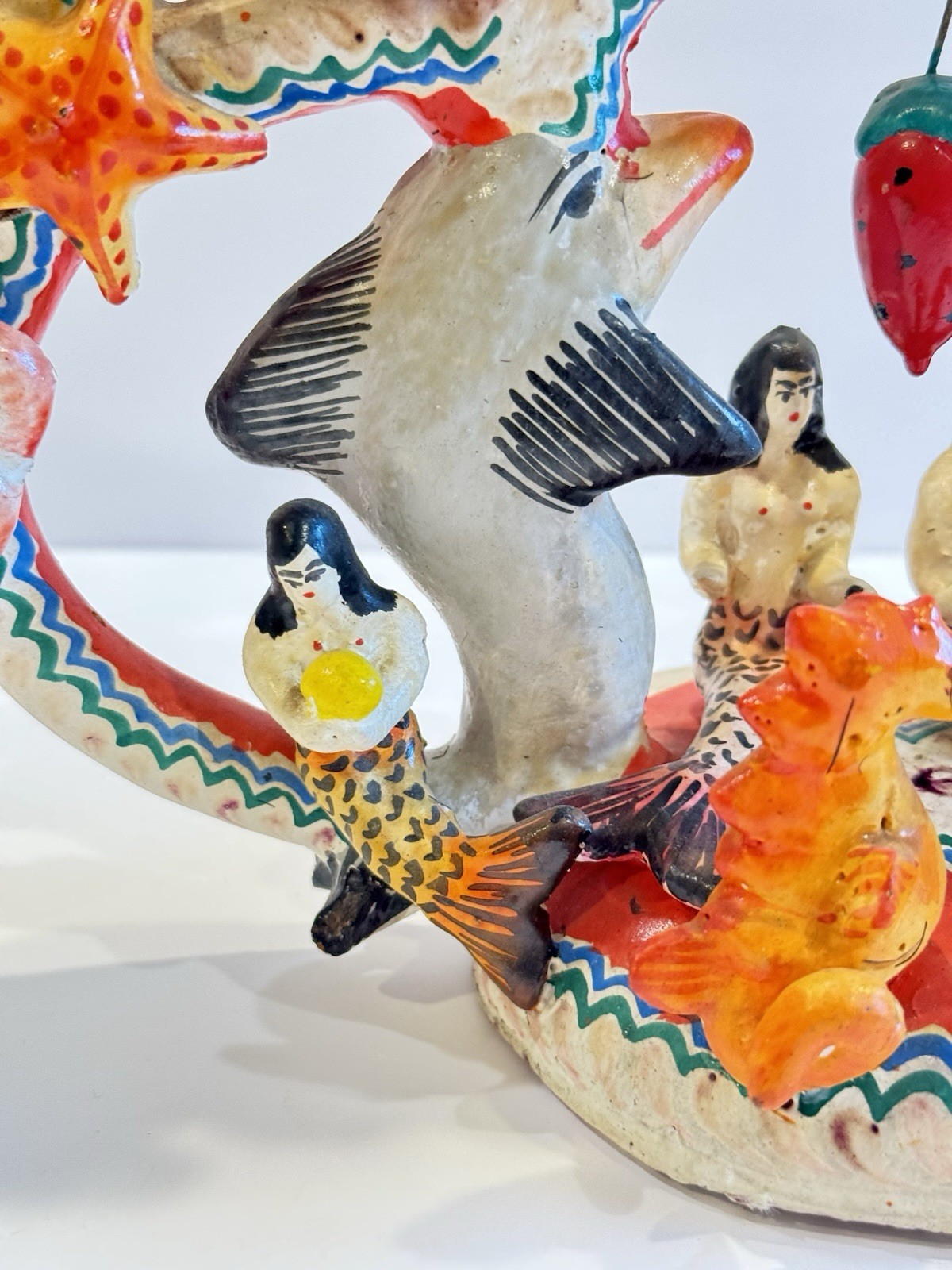 Vintage Mexican Tree of Life Pottery LARGE Mermaid Folk Art Arboles De Vida 12"