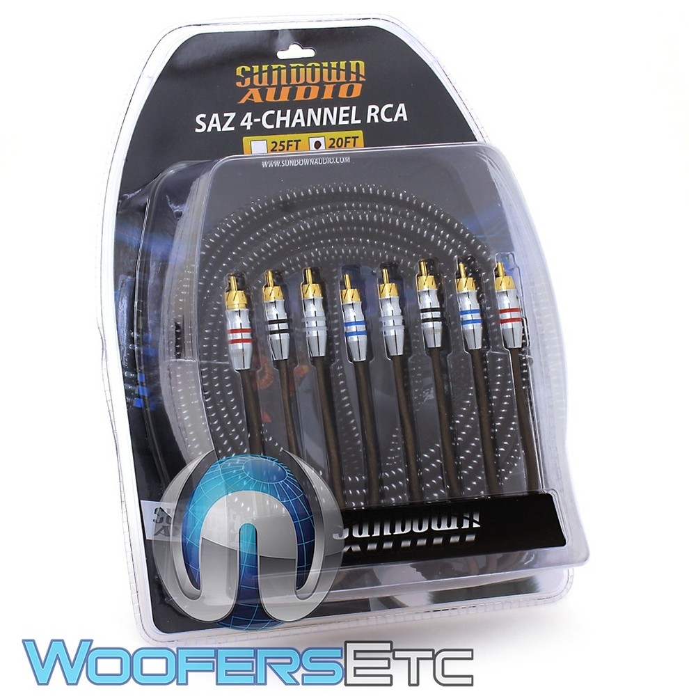 SUNDOWN AUDIO 20FT SAZ 4CHANNEL SOLID 100% OFC COPPER TWISTED RCA AMPLIFIER WIRE