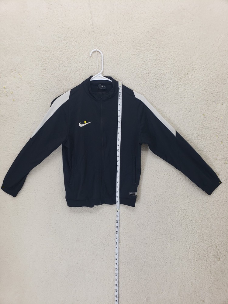 Nike Dri Fit Boys Jacket Medium Black Striped Polyester Full Zip Regular Fit