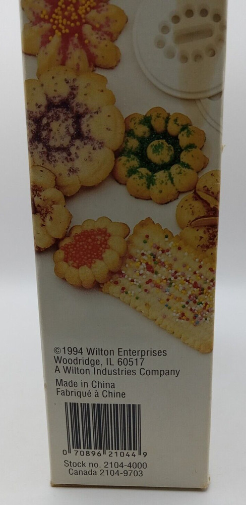 1994 Wilton Spritz Cookie Press 12 Cookie Design Discs, New Opened Box