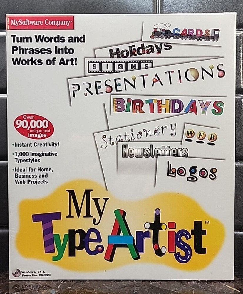 Mysoftware Compamy My Type Artist Windows 95 Power Mac CD-ROM 1999 Missing UPC