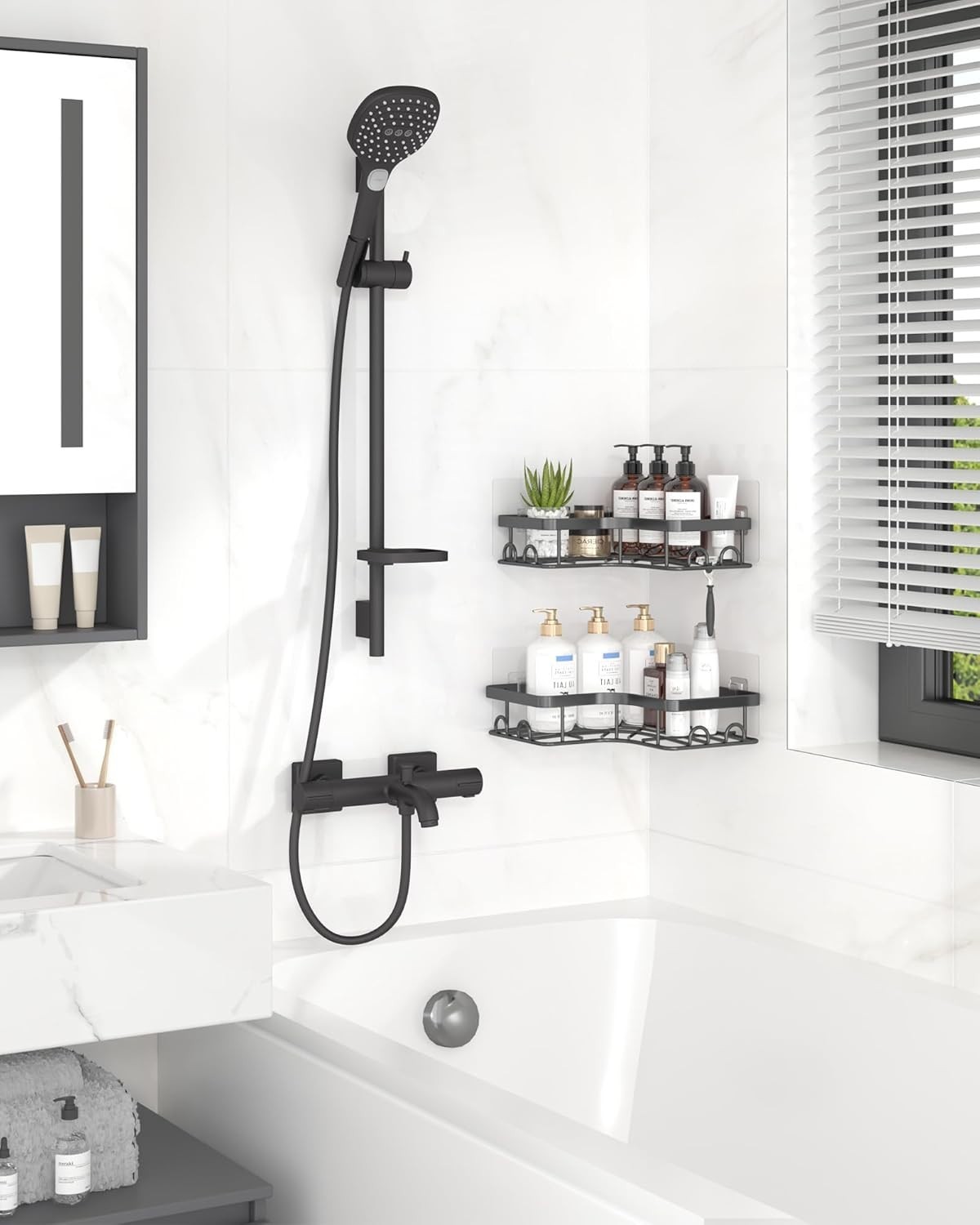 Paquete De 2 Estantes De Baño Organizadores De Ducha Para Almacenamiento NEW US.