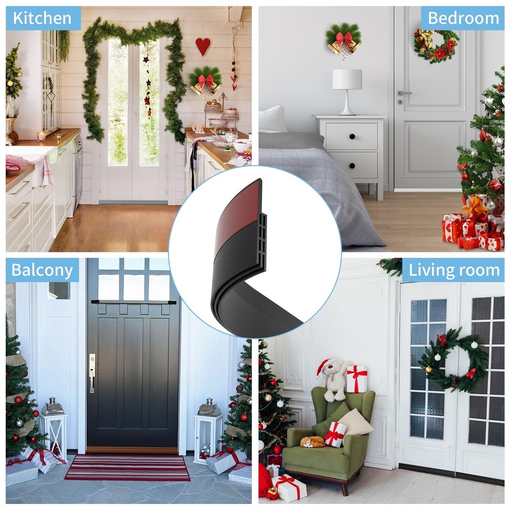 Hojoy 2 Pack Under Door Draft Stopper, Adjustable Sweep 2 Pack, Black