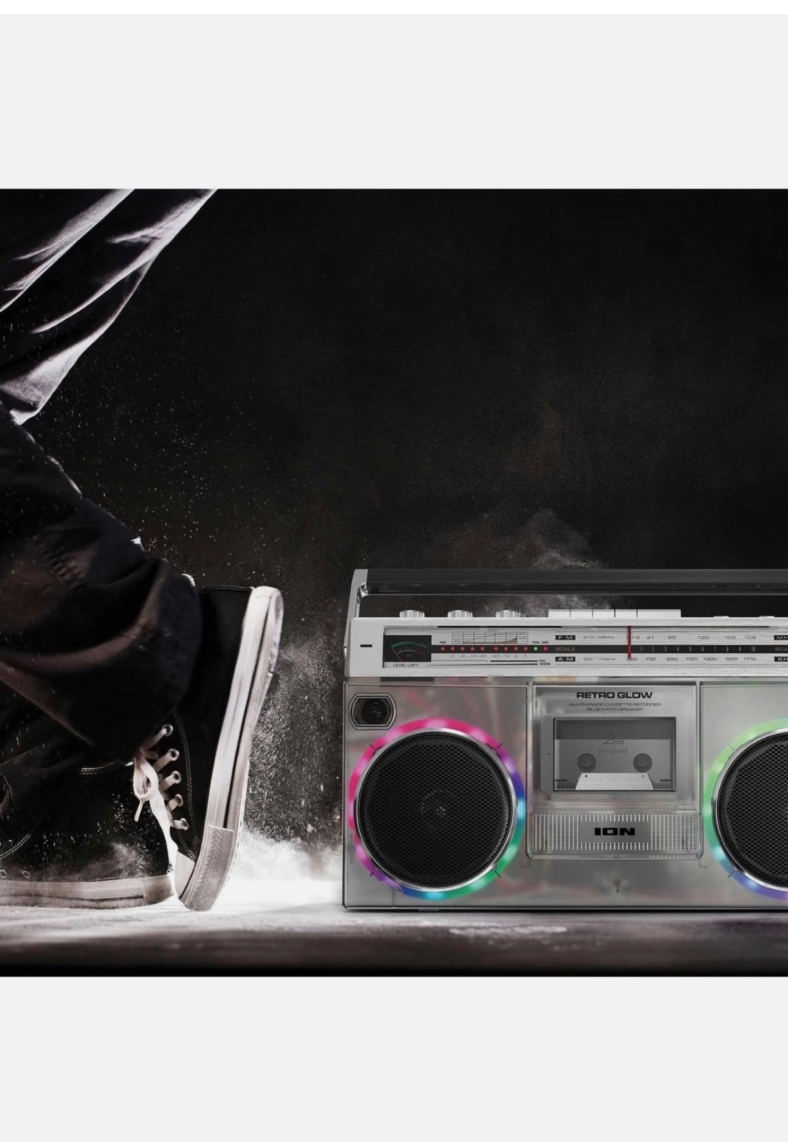 ION Audio Retro Modern Glow Boombox with Cassette Player