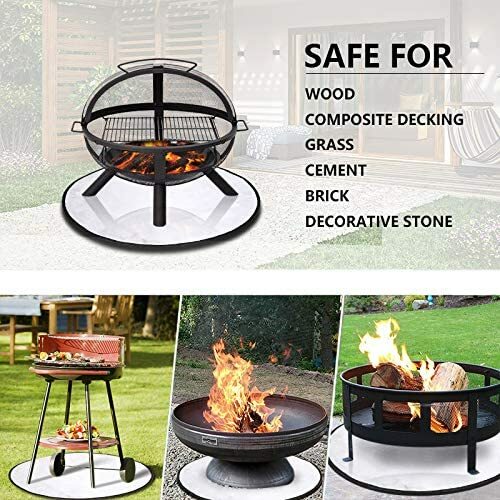 SUCHDECO Round Fire Pit Mat Pad for Deck Patio Lawn Protector Fire-Resistant 24"