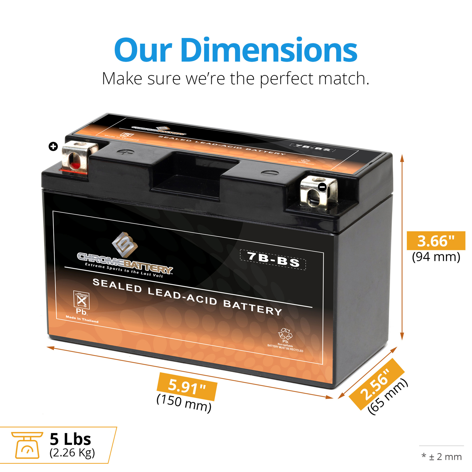 YT7B-BS High Performance AGM ATV Battery for Yamaha YFZ450 04-13, BRP DS450